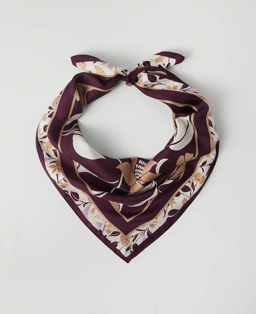 Ann Taylor Floral Silk Scarf Winter White Women's