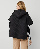 Ann Taylor Quilted Zip Poncho Black Women's