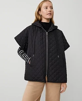 Ann Taylor Quilted Zip Poncho Black Women's