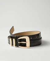 Ann Taylor Double Keeper Croco Belt Black Women's