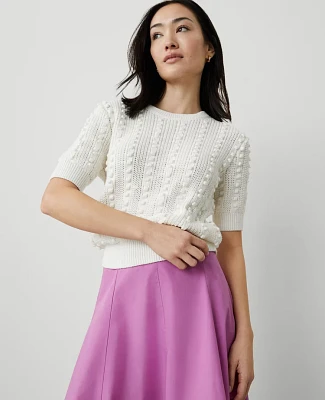 Ann Taylor Popcorn Stitch Sweater T-Shirt Size XL Winter White Women's