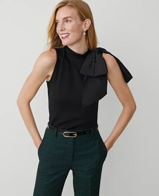 Ann Taylor Petite Bow Shell Top Black Women's