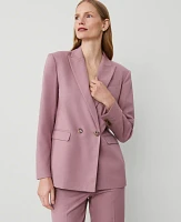 Ann Taylor The Relaxed Double-Breasted Blazer Heather Flannel Orchid Rose Melange Women's