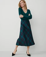 Ann Taylor Petite Tartan Bias Midi Slip Skirt Rainforest Women's