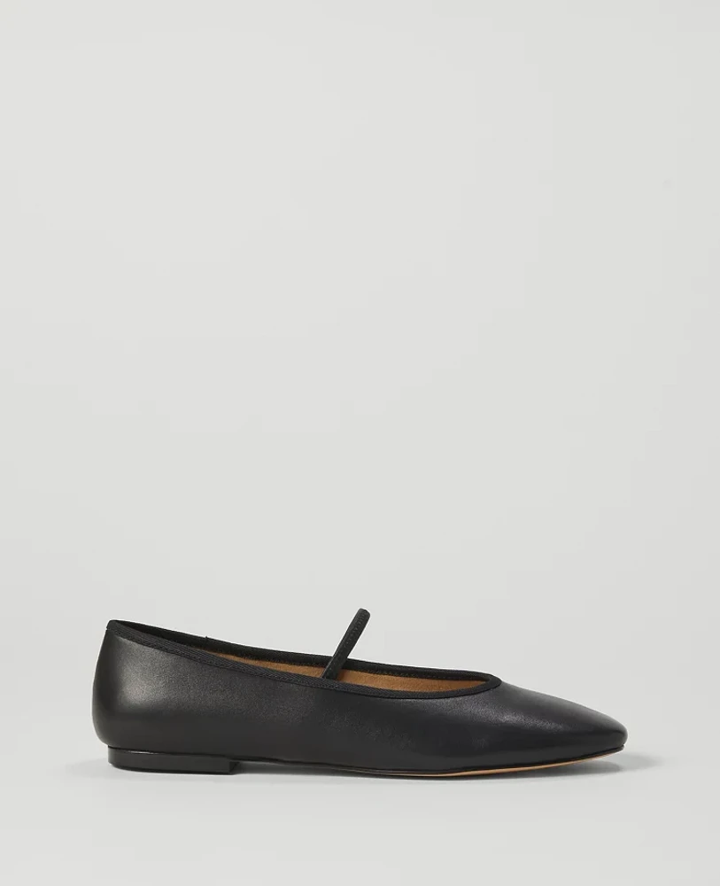 Ann Taylor Mary Jane Leather Ballet Flats Women's