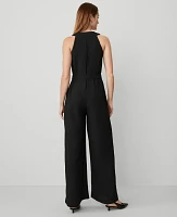 Ann Taylor Petite Crossover Halter Jumpsuit Black Women's