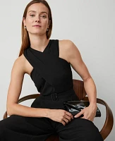 Ann Taylor Petite Crossover Halter Jumpsuit Black Women's