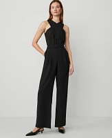 Ann Taylor Petite Crossover Halter Jumpsuit Black Women's