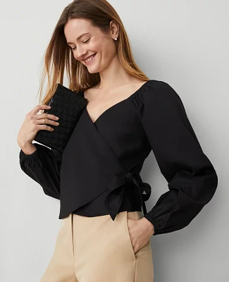 Ann Taylor Wrap Blouse Black Women's