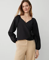 Ann Taylor Wrap Blouse Black Women's