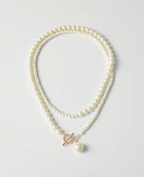 Ann Taylor Double Wrap Pearlized Pendant Necklace Ivory Women's