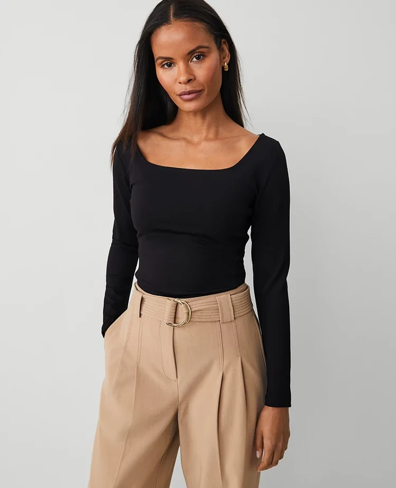 Ann Taylor Ponte Square Neck Top Women's