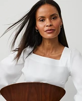 Ann Taylor Puff Sleeve Blouse White Women's