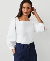 Ann Taylor Puff Sleeve Blouse White Women's