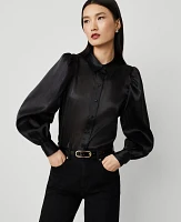 Ann Taylor Organza Voluminous Collared Shirt Women's