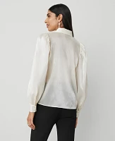 Ann Taylor Organza Voluminous Collared Shirt Women's