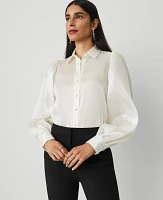 Ann Taylor Organza Voluminous Collared Shirt Size 2XL Winter White Women's