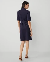 Ann Taylor Petite Collared Ponte Flare Dress Night Sky Women's