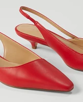 Ann Taylor Asymmetrical Leather Slingback Kitten Heel Pumps Women's