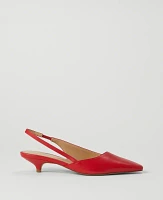 Ann Taylor Asymmetrical Leather Slingback Kitten Heel Pumps Women's