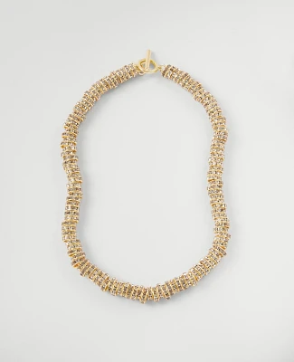 Ann Taylor Crystal Disc Statement Necklace Goldtone Women's