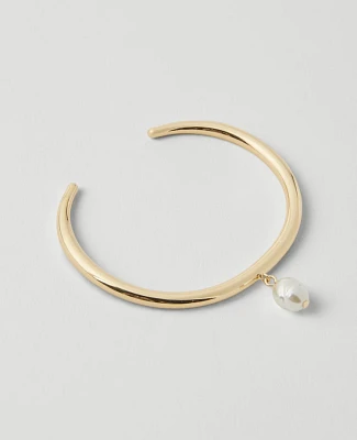 Ann Taylor Pearlized Drop Cuff Bracelet Goldtone Women's