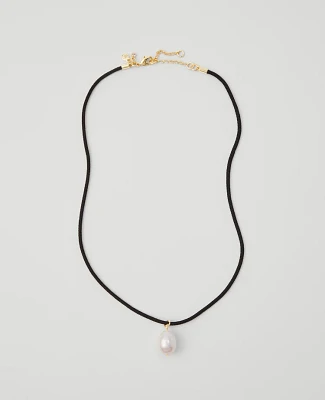 Ann Taylor Pearlized Pendant Cord Necklace Ivory Women's