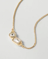 Ann Taylor Double Crystal Rectangle Necklace Goldtone Women's