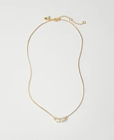 Ann Taylor Double Crystal Rectangle Necklace Goldtone Women's