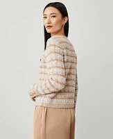 Ann Taylor Petite Confetti Button-Trim Cardigan Neutral Tan Women's