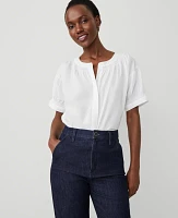 Ann Taylor Puff Sleeve Blouse White Women's