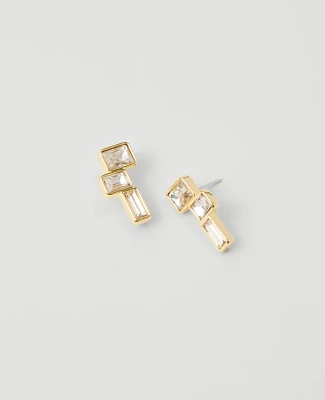 Ann Taylor Rectangle Crystal Drop Earrings Goldtone Women's