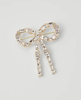 Ann Taylor Crystal Bow Brooch Goldtone Women's