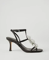 Ann Taylor Flower-Embellished Leather Sandals White Women's