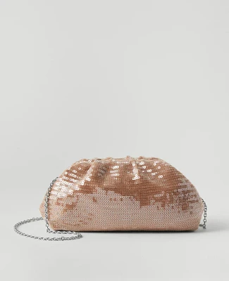 Ann Taylor Sequin Premium Clutch Handbag Pink Petal Women's