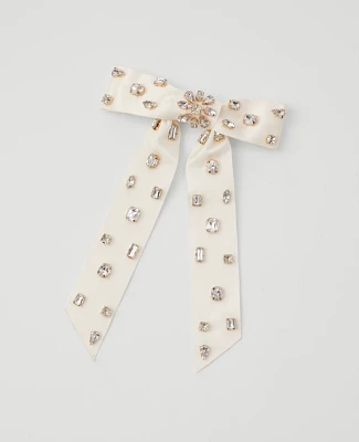 Ann Taylor Crystal Embellished Hair Bow Winter White Women's