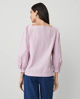 Ann Taylor Striped Puff Sleeve Blouse Clean Lilac Women's