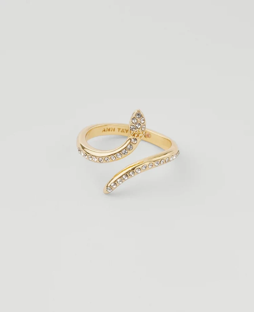 Ann Taylor Pavé Snake Ring Goldtone Women's