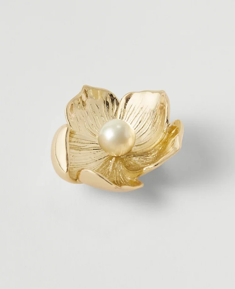 Ann Taylor Flower Brooch Goldtone Women's