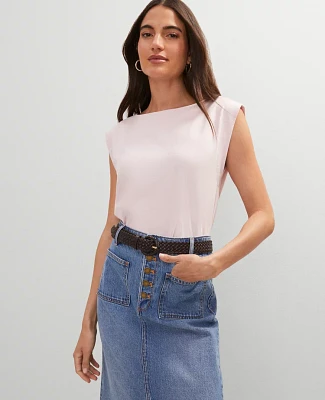 Ann Taylor Weekend Collection Boatneck Top Size 2XL Chalk Dust Pink Women's