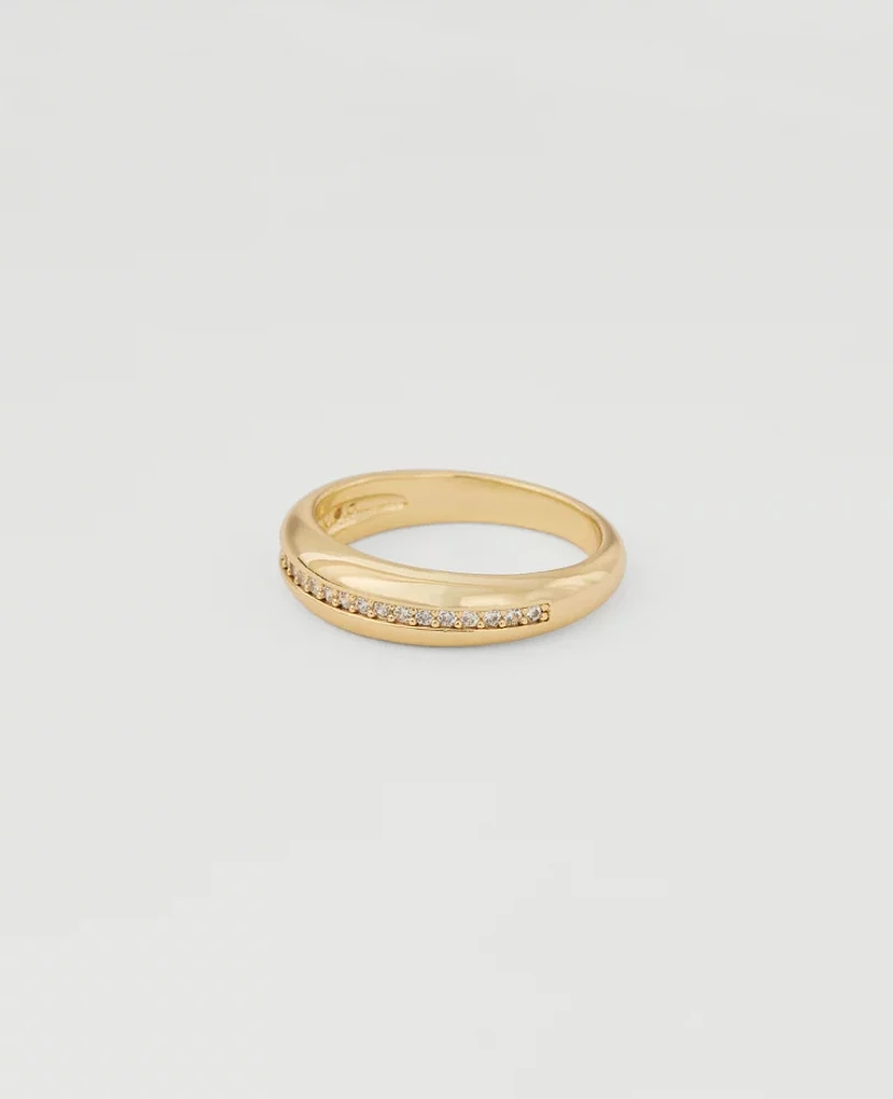 Ann Taylor Demi Fine Crystal Embedded Ring Goldtone Women's