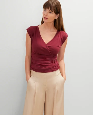 Ann Taylor Gathered V-Neck Top Women's