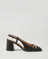 Ann Taylor Leather Square Toe Slingback Pumps Black Women's