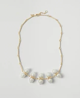 Ann Taylor Double Pearlized Statement Necklace Goldtone Women's