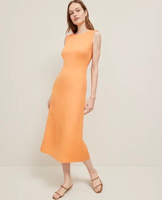 Ann Taylor Linen Blend Column Midi Dress Muskmelon Women's