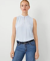 Ann Taylor Keyhole Popover Top Blue Wisp Women's