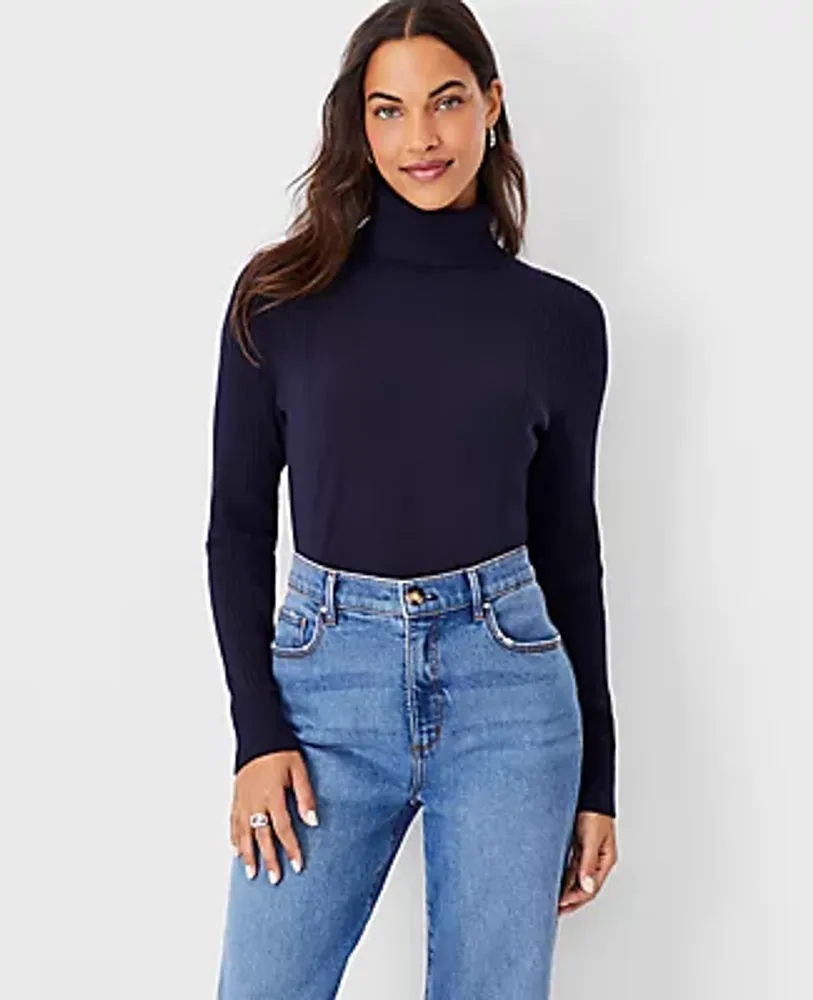 Ann Taylor Mixed Ribbed Turtleneck Sweater