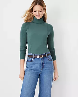 Ann Taylor Mixed Ribbed Turtleneck Sweater