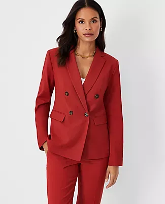 Ann Taylor The Tailored Double Breasted Blazer Lightweight Weave