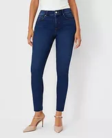 Ann Taylor Petite Mid Rise Skinny Jeans Dark Stone Wash - Curvy Fit